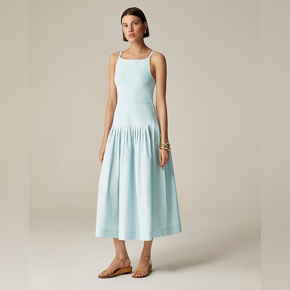 J. Crew Dresses & Skirts - NWT J.Crew Pintuck mixy dress Large Edgewater Light Blue Preppy Midi Flowy